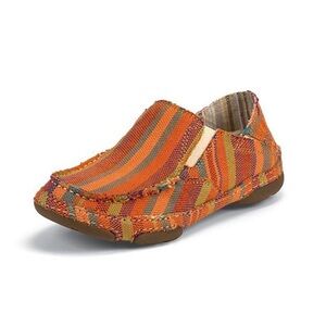Tony Lama Women's Orange Striped Canvas Shoes 8B